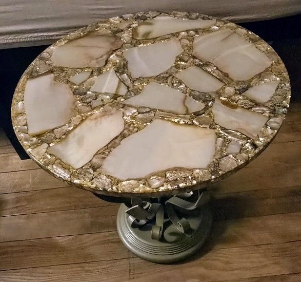 Vintage 1960's - Arturo Pani Abalone - Onyx Gold Side Cocktail Table