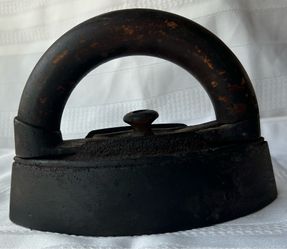 Iron Flat Sad Iron with Wood Handle Antique 1920s 6" Long  3" Wide 5" Tall
