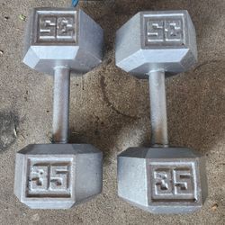 35 Pound Hexagon Dumbbells