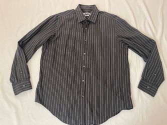 DKNY Dress Shirt Striped Long Sleeve Top Button Down Formal Business Slim Fit L