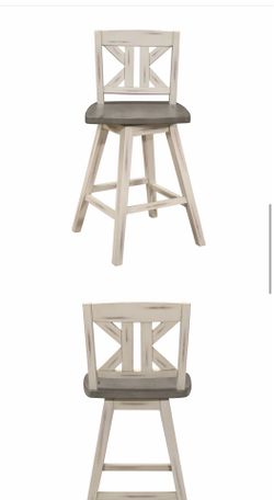 New installed Counter Height Swivel Bar Stools (Set of 2) - Solid Wood - Farmhouse Style