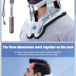 Cervical Neck Traction Device, Adjustable Air Pump Inflatable, Built-in 8 Airbag, Neck Stretcher for Cervical Pain Relief and Relaxation