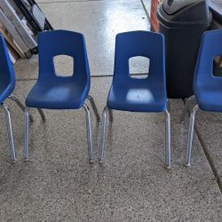 14" Children's Chairs, Blue With Chrome Legs.  Quality Construction And Sturdy Materials.And St