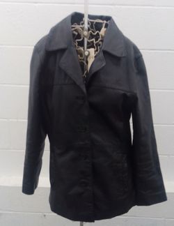 Women's black leather jacket