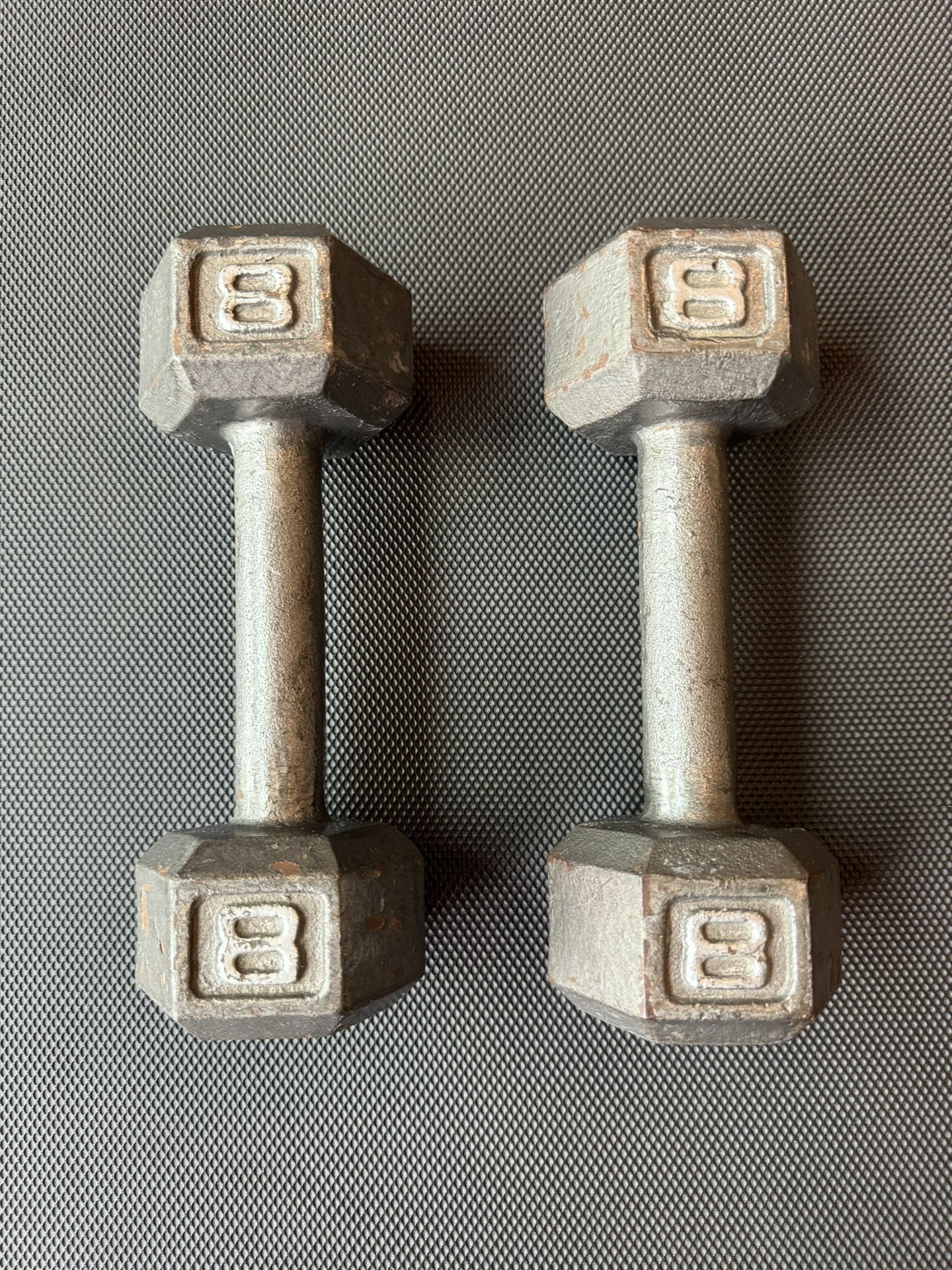 ► 2x 8lb Dumbbells 8lbs Hex Cast Iron Dumbbell Set pair