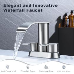 Waterfall Bathroom Sink Faucet - Stainless Steel - TWO 