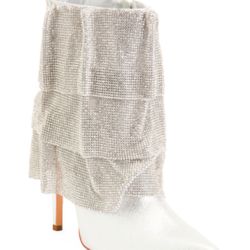 AZALEA WANG Chilton Silver Tone Chainmail Drape Booties size 8,5