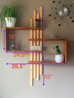 Solid wood floating shelves