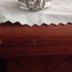Size 7 Sterling Silver & Moissionite Engagement Ring