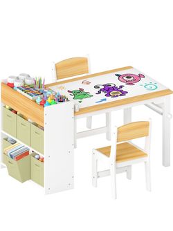 Kids Art Table and Chair Set with Storage