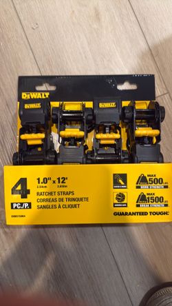 DEWALT 1 in. x 12 ft. Ratchet Tie-Down Straps 4-Pack 1500 lb. Break Strength