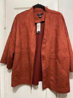 New!!! Joan Vass Faux Leather Women’s Jacket  Size Large loose fit