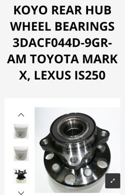 KOYO REAR HUB WHEEL BEARINGS 3DACF044D-9GR-AM TOYOTA MARK X, LEXUS IS 250