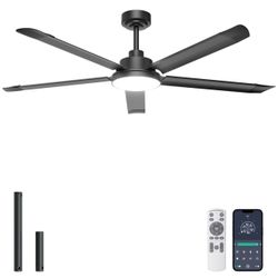 $130 Value 60” Aluminum Blade Ceiling Fan With Light & Remote Control NEW