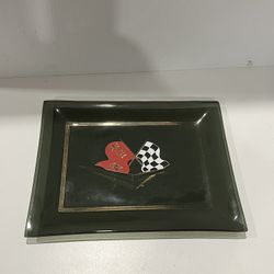 Vintage 1950's Corvette Dealership Hand Made Smoked Glass Dish