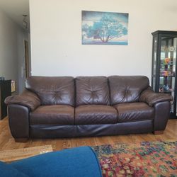Leather Sofa 94" & Ottoman