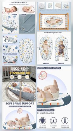 Hiseeme Baby Lounger Pillow Cover for co-Sleeping ,Baby Nest Cover for Newborn with Pillow,Breathable Natural 100% Cotton Portable Adjustable Newborn