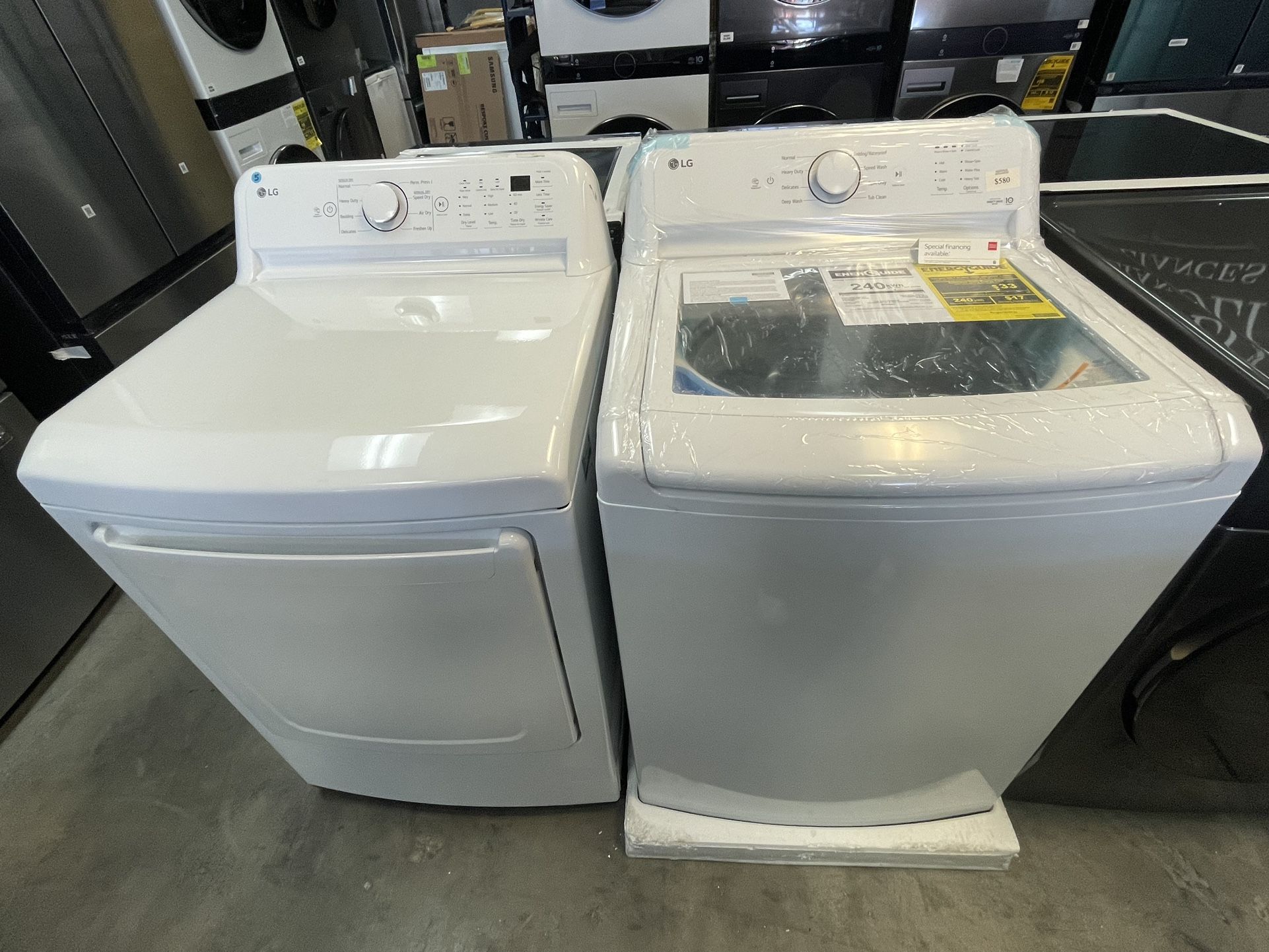 LG 4.3 Cu Top Load Washer And Electric Dryer Set