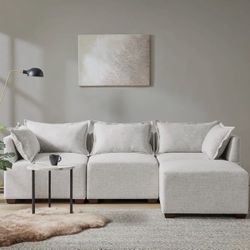 Modular Modern Comfy Sectional Sofa Couch, Silver Grey*
