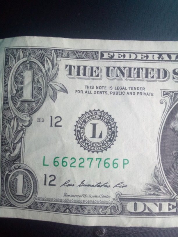 Fancy Serial Number $1 dollar bill Note (contact info removed)6 quad doubles