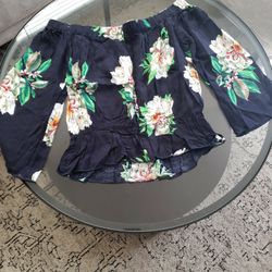 Ladies off shoulder top navy blue