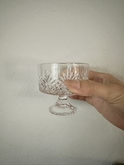 Aesthetic Vintage Glass Dessert Cups Set of 4 Cute Clear Ice Cream Bowls