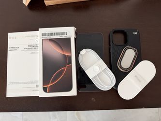 iPhone 16 Pro Max Gold 1TB Unlocked W/APPLECARE + w/ box, charging cable, new case, stand