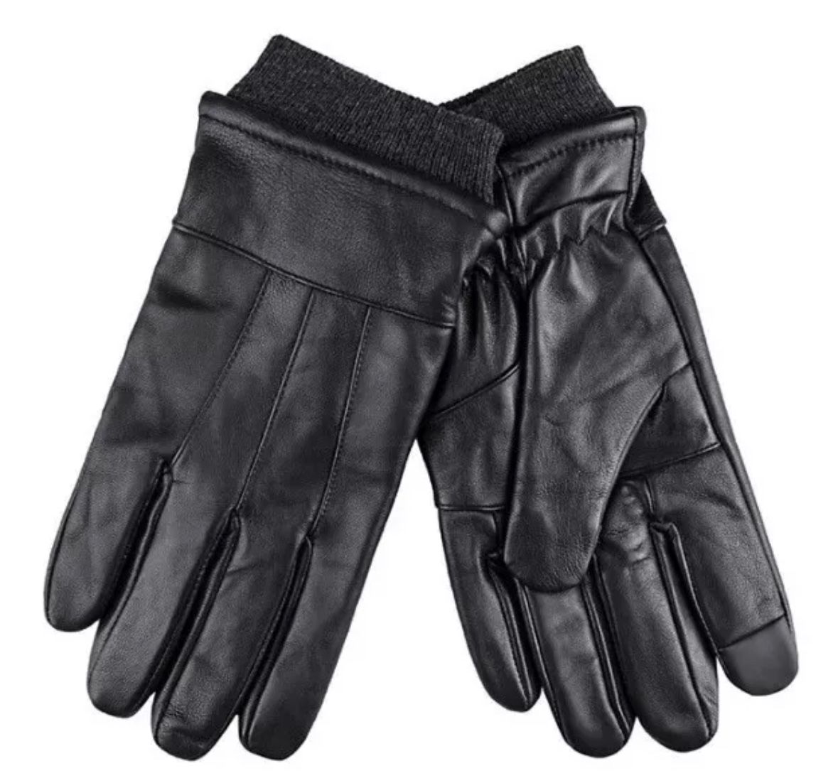 Dockers Men's Black Lined Leather Touch Screen Gloves (45DK020043) Size XL