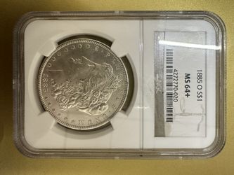 1885 O S Silver Morgan Dollar MS 64+ Graded
