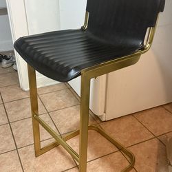 CB2 Brass Leather Bar Stool