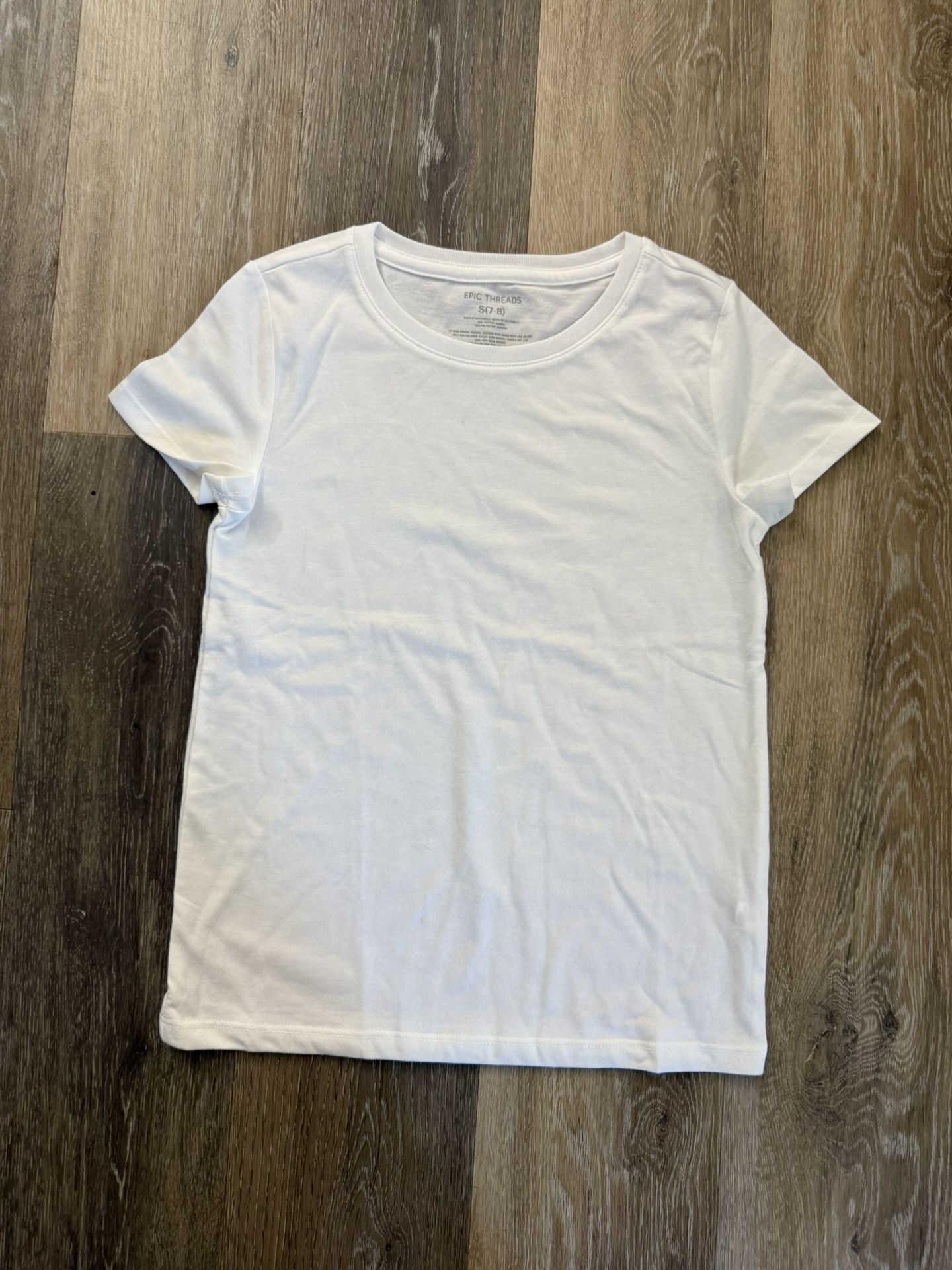 Small (7/8) - Girls White T Shirt