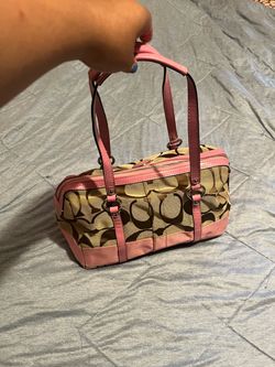 Coach Signature Canvas Handbag Pink Trim