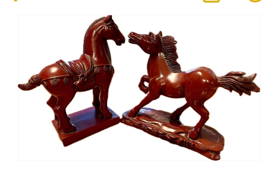 Burgundy Red Heavy Resin Horse Statues