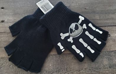 NEW with tags Jack Skellington Nightmare Before Christmas Fingerless Black Gloves Disney