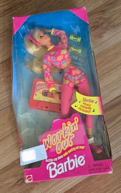 1996 Workin’ Out Barbie – New in Box w/ Barbie Music Cassette – Vintage Mattel