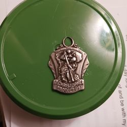Saint Christopher Pendant Sterling Sliver Vintage Rare