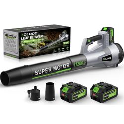Leaf Blower Cordless, 1200W Brushless Electric Blower with 2 X 5.0Ah Battery, 6 Speed Levels, Lightweight Battery Leaf Blower for Lawn Care, Garden, Y