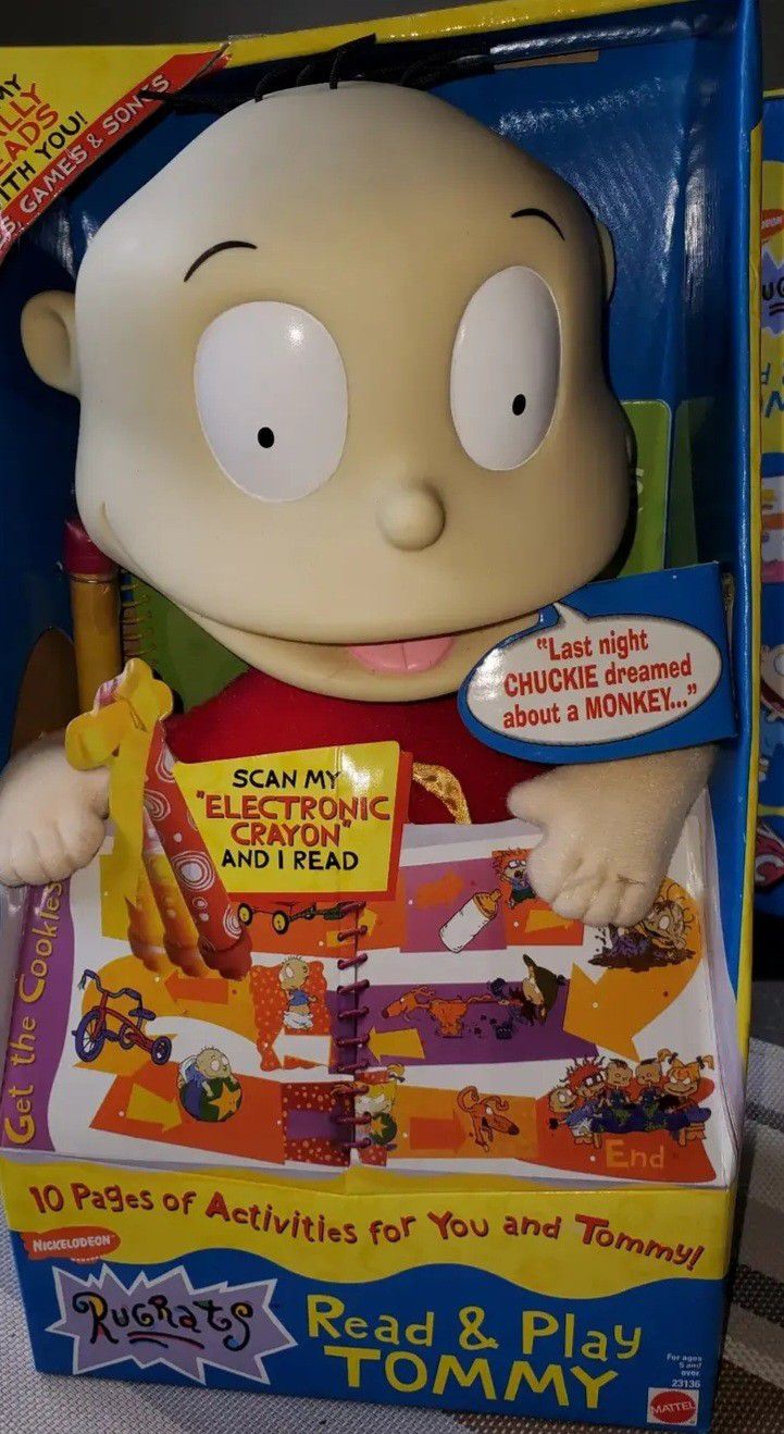 Nickelodeon's Rugrats - Read & Play Tommy 1999 by Mattel NEVER REMOVED FROM BOX!! Requires 3 AA batteries Rugrats read and play tommy has 10 pages of 