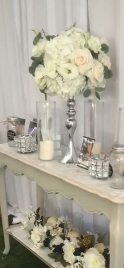 Tall Silver Centerpiece Candle Holder