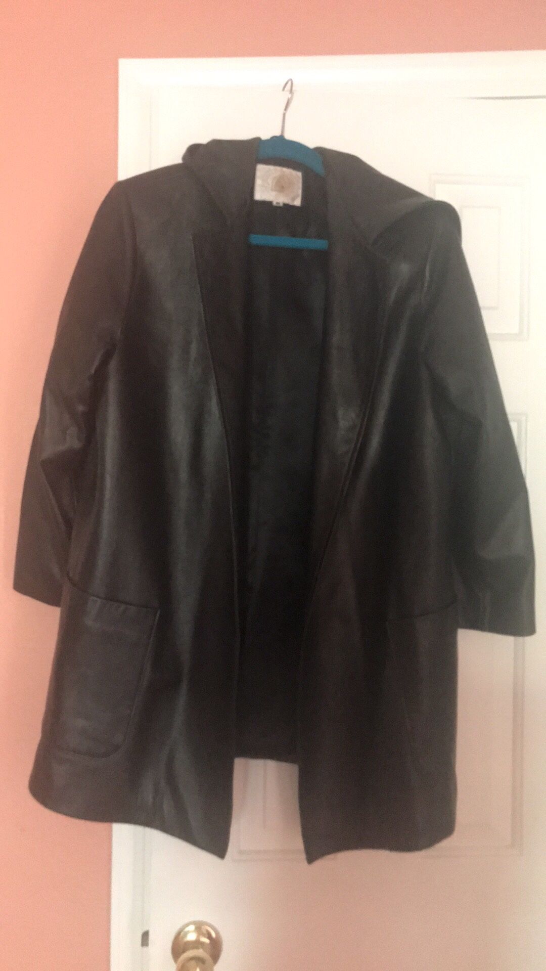 Leather coat jacket