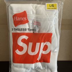 DS Supreme x Hanes Tank Top Pack White SzL (3 Tank Tops in 1 pack)