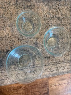 Lot of 3 - Pyrex Clear Glass Mixing Bowl Set Nesting #322 #323 #325 Made in USA