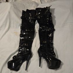 Thigh High Patent Leather Boots
