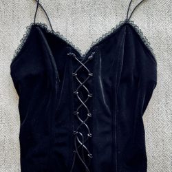 Classic ‘90s Velvet Lace-Up Corset-Style Top