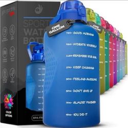Motivational Water Bottle with Straw & Handle, One Gallon Water Bottle 128 oz/3.8L, Reusable Water Jug, Achieve All-Day Hydration SpillProof, BPA FREE