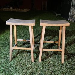 Pair Of Wood Saddle Stools 