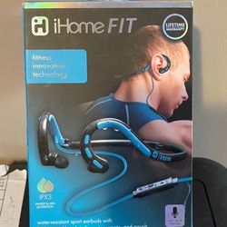 New iHome Fit Fitness Earbuds Headphones Blue
