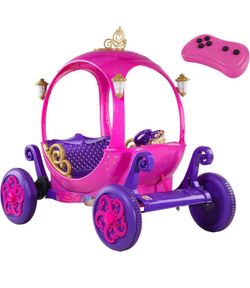 Disney Princess 24V Ride On Carriage, Pink & Purple Electric Ride On Car for Girls Ages 3–6, 2 Seater Kids Ride On Toy with Parent Remote Control, 4.5