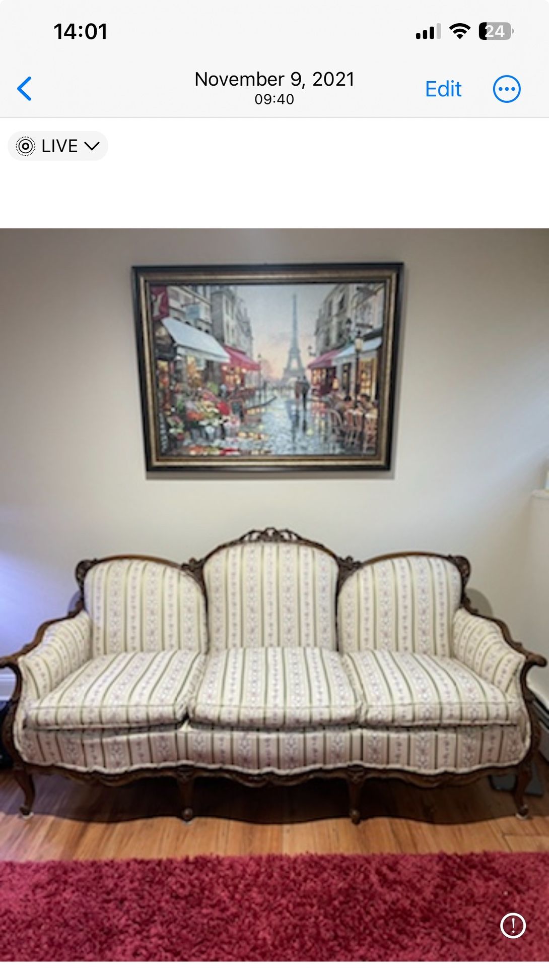 1942 Rec Cushioned Couch & Reading Chair Set