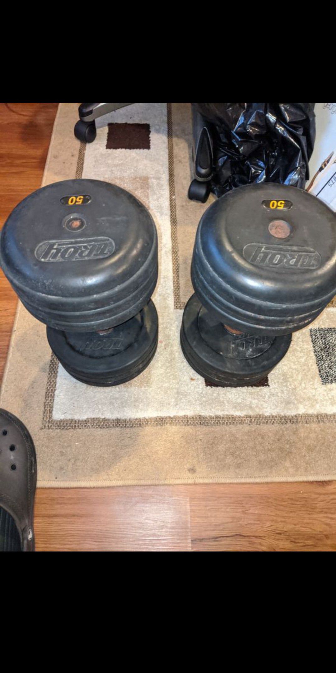 Vintage Troy 50 pound 50lb dumbbell weights set
